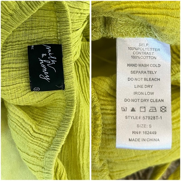 Milk & Honey Green Crochet Halter Top Ruffles Women’s Small - Picture 6 of 6